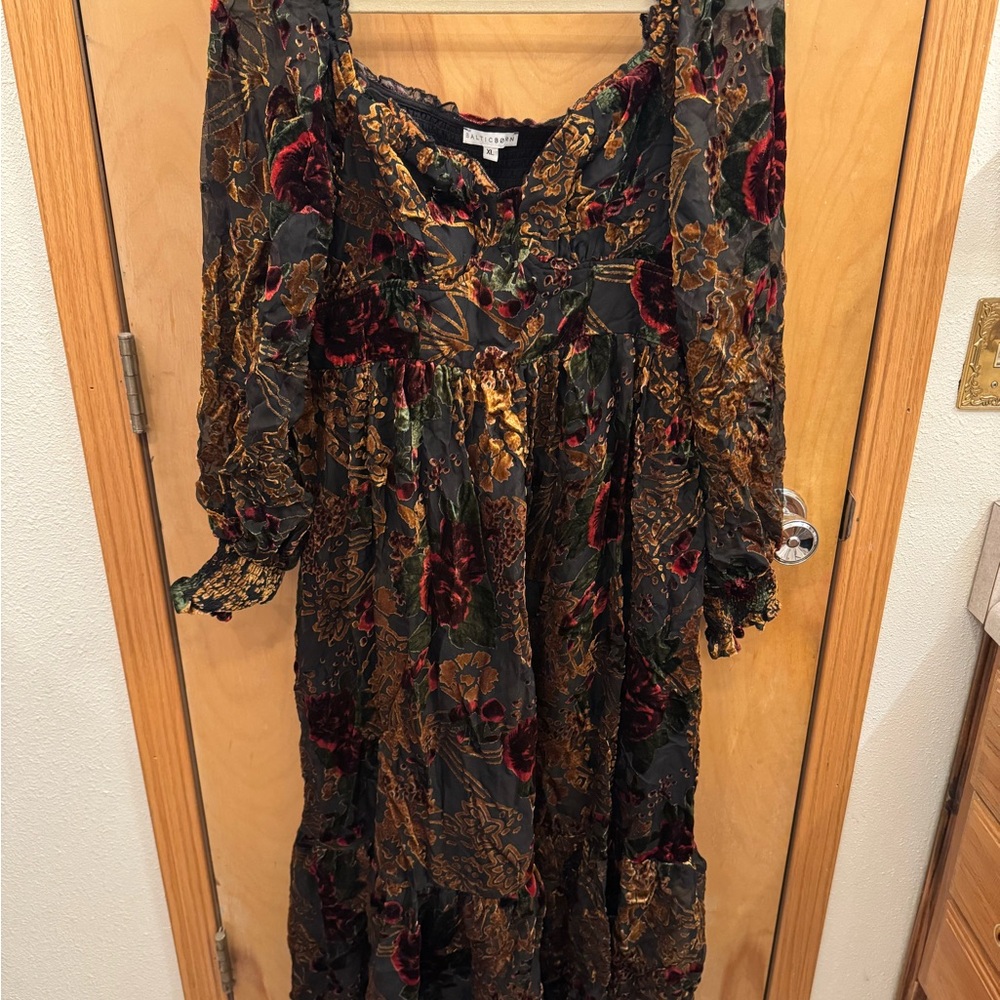 Baltic Born Multicolor Velvet Long Sleeve Dress